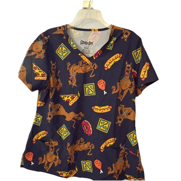 Other - Scooby Doo Hannah Barbera Scrub Top with Pockets and Mask Size M - NWT